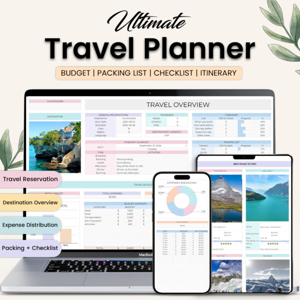 Ultimate Travel Planner Google Sheets Spreadsheet Template