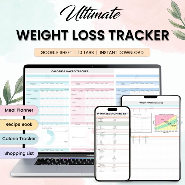 University Planner Spreadsheet Student Template Google Sheets + Weight Loss & Fitness Tracker Google Sheet Bundle Pack - Image 2