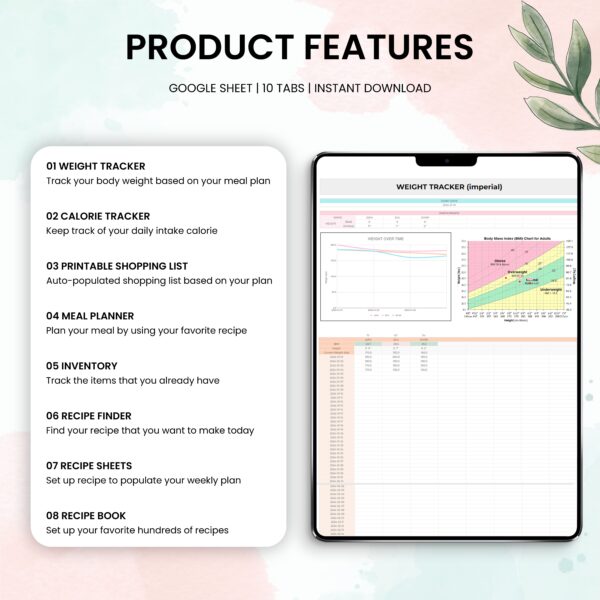 University Planner Spreadsheet Student Template Google Sheets + Weight Loss & Fitness Tracker Google Sheet Bundle Pack - Image 3