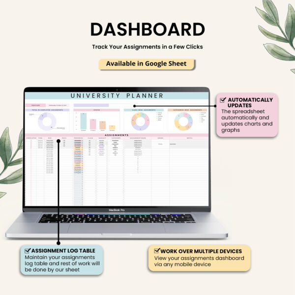 University Planner Spreadsheet Student Template Google Sheets - Image 4